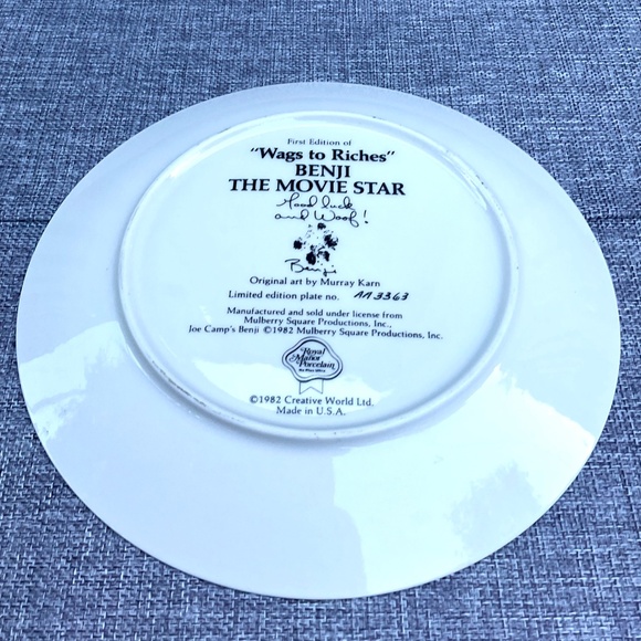 Vintage Benji the Movie Star Dog Collector Plate 1982 Numbered Edition EUC - Picture 8 of 10